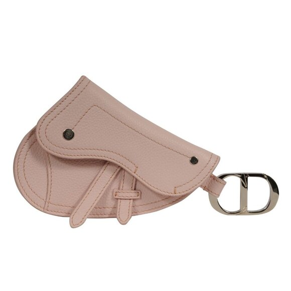 Dior  Saddle Pouch Low Pink Leather Key Holder Ring Bag Travel Pocket Wallet - Picture 1 of 11